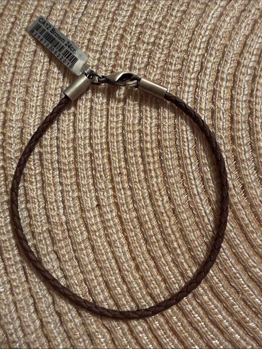 Bico Brown 9” Braided Bracelet with Silver-Plated Lobster Clasp NWT